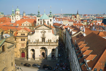Fototapeta na wymiar View of the Church of St. Salvator on April Day. Prague, Czech Republic