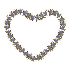 Obraz premium beautiful flower and leafs heart shaped frame vector illustration design