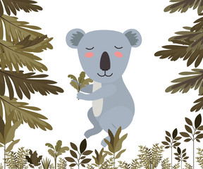 wild koala in the jungle scene vector illustration design