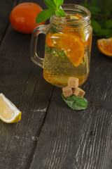 Refreshing summer cocktail with crushed ice and citrus fruits