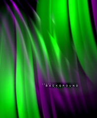 Neon glowing wave, magic energy and light motion background. Vector wallpaper template