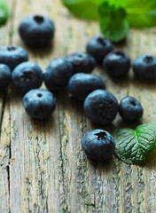 Blueberry on white wooden table