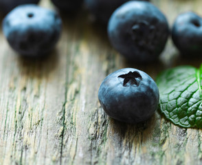 Blueberry on white wooden table