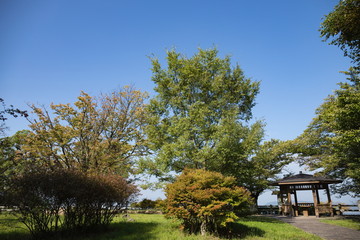 Landscape of garden with arbor at YASHIMA,Takamatsu,Kagawa,Shikoku,Japan