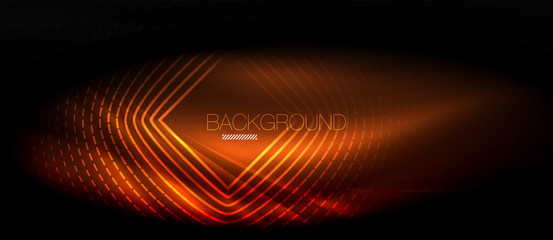 Neon glowing wave, magic energy and light motion background. Wallpaper template, hi-tech future concept