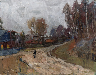 landscape, oil painting, hand made