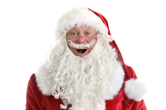 Portrait of authentic Santa Claus on white background