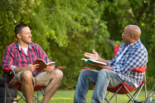 Men Having A Bible Study.