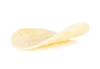 Potato chips on white background