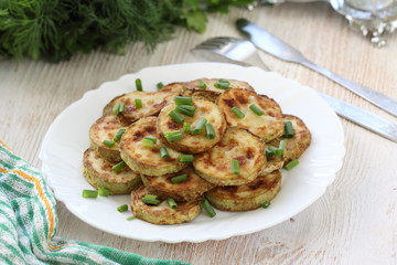 Fried zucchini on the plate
