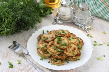 Fried zucchini on the plate