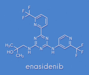 Enasidenib cancer drug molecule (IDH2 inhibitor). Skeletal formula.