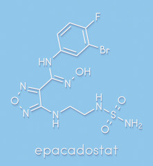 Epacadostat cancer drug molecule (indoleamine 2,3-dioxygenase inhibitor). Skeletal formula.