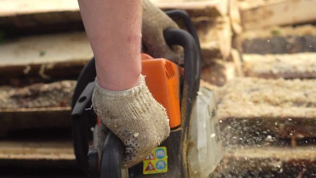 chainsaw saws wood