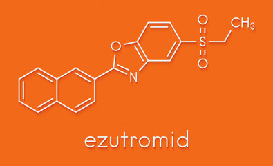 Ezutromid Duchene muscular dystrophy drug molecule. Activator of utrophin. Skeletal formula.