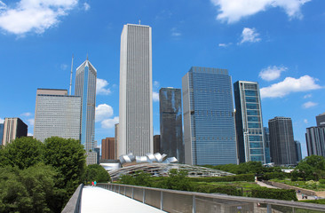 USA - Chicago skyline from Art Institute Bridgeway