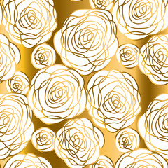 abstract gold and white rose motif.