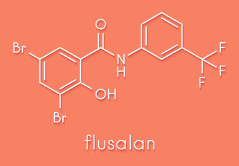 Fluorosalan antiseptic molecule. Skeletal formula.