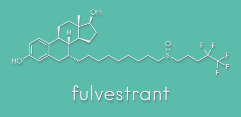 Fulvestrant cancer drug molecule (selective estrogen receptor degrader, SERD). Skeletal formula.