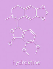 Hydrastine herbal alkaloid molecule, found in Hydrastis canadensis (goldenseal). Skeletal formula.