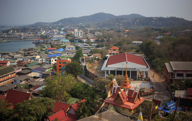 Overlooking small town at Tha-Lang Pier on Ko Sichang, Thailand