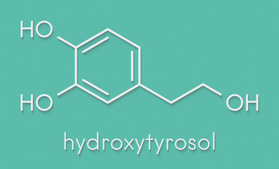 Hydroxytyrosol olive oil antioxidant molecule. Skeletal formula.