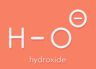 Hydroxide anion, chemical structure. Skeletal formula.