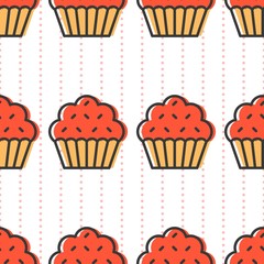 Colorful cute Cupcake seamless pattern for wrapping paper gift