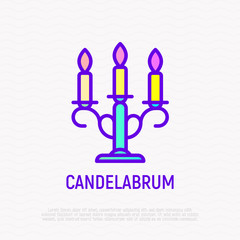 Candelabrum thin line icon. Modern vector illustration of retro candlestick.