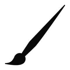A black and white silhouette of a paint brush