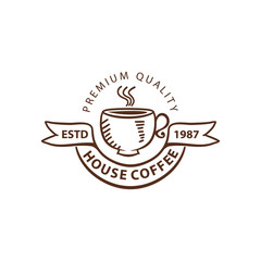 Coffee Shop Logo Design Element in Vintage Style for Logotype, Label, Badge and other design. Bean retro vector illustration.