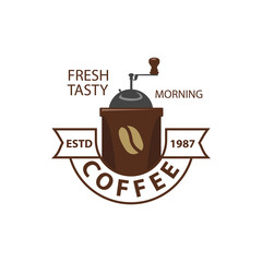 Coffee Shop Logo Design Element in Vintage Style for Logotype, Label, Badge and other design. Bean retro vector illustration.