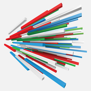 colorful square rods abstract. 3d style vector illustration