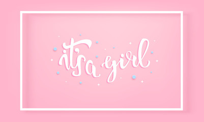It's a girl invitation template.  Vector illustration.