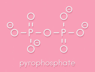Pyrophosphate (PPi) anion. Important in biochemistry, used as food additive (E450). Skeletal formula.