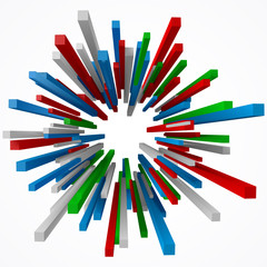 colorful square rods abstract. 3d style vector illustration