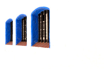 three blue windows