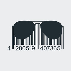 Icono plano codigo de barras gafas de sol en fondo gris