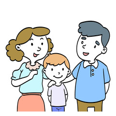 Hand drawn of Happy Family - line drawing illustration