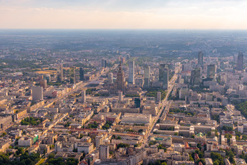 Fototapeta na wymiar warsaw city panorama aerial view