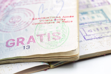 blur and passport in the white background