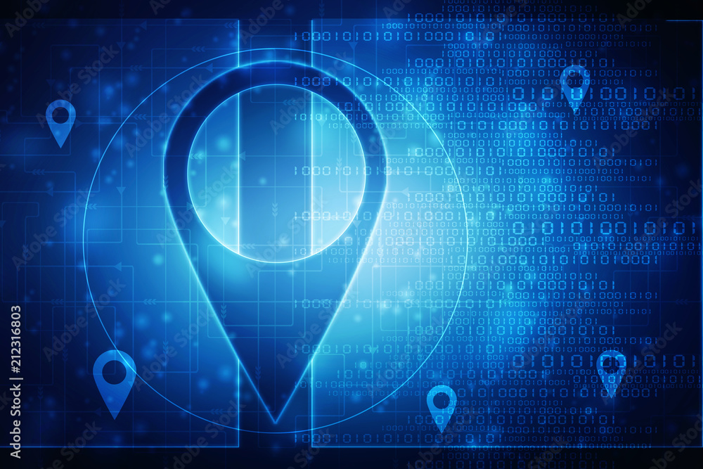 Poster 2d rendering Red map pointer
