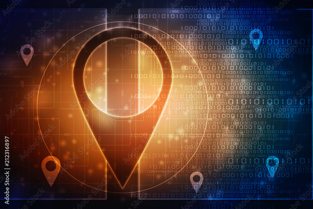 Poster 2d rendering Red map pointer
