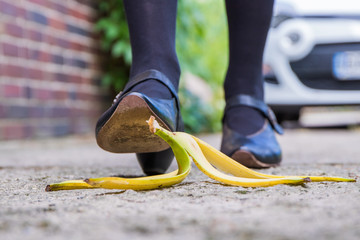 a pedestrian will slip on a discarded banana peel