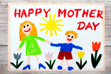 Obraz na płótnie Canvas Colorful drawing - Mother's Day card