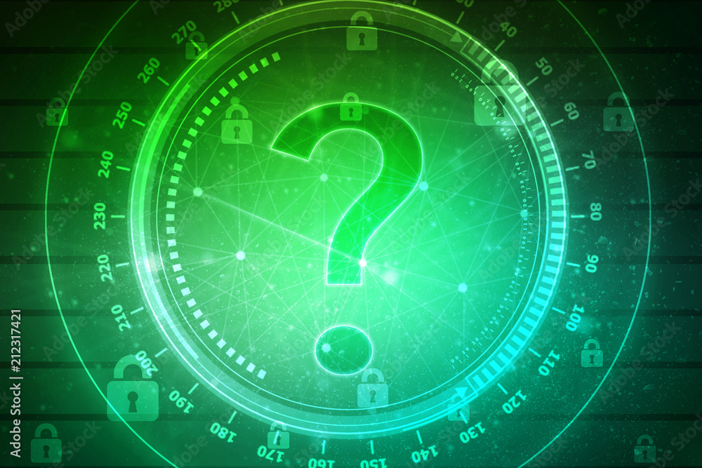 Aufkleber 2d rendering question mark concept