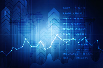 2d rendering Stock market online business concept. business Graph 