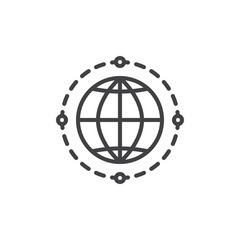 Global networking outline icon. linear style sign for mobile concept and web design. Seo simple line vector icon. Symbol, logo illustration. Pixel perfect vector graphics
