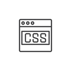 Programming window with code CSS outline icon. linear style sign for mobile concept and web design. CSS browser simple line vector icon. Symbol, logo illustration. Pixel perfect vector graphics