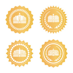 Fototapeta premium Royal Golden Stamps with Crowns and Laurel Wreath